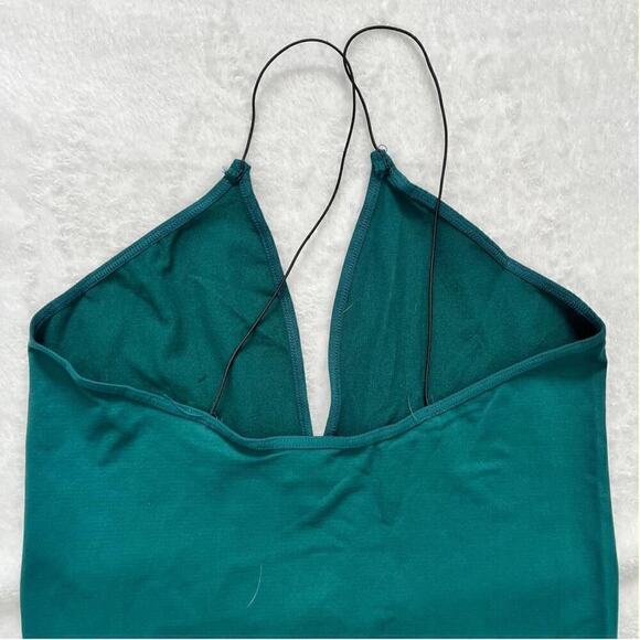 Free People Bodycon Split Neck Pullover Slim Mini Dress Green Women's Size M/L - Picture 3 of 5